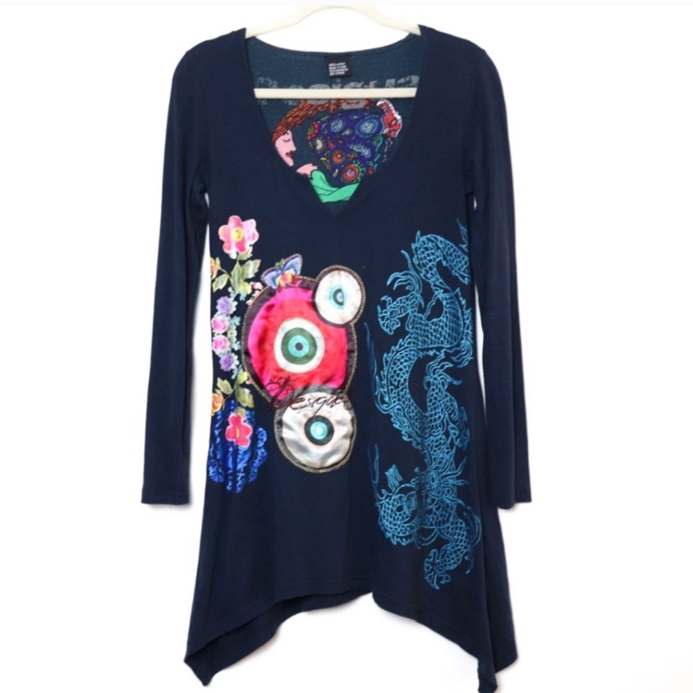 Desigual/ Dragón Floral Shark Bite Tunic